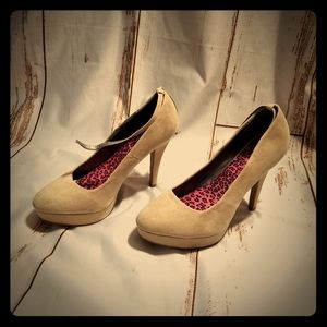 Nude high heels with ankle strap